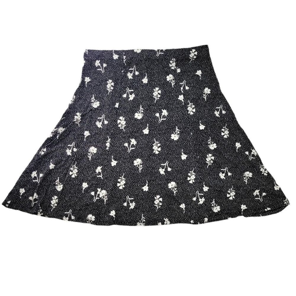 2/$20 Y2K Suzy Shier Black & White Floral Pattern Dress Skirt Size: Large